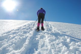 Schneeschuhwandern Melchsee-Frutt steiler Aufstieg
