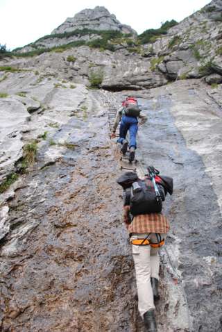 Die Leiter am Klettersteig auf die Zugspitze
