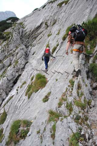 Das Brett am Klettersteig auf die Zugspitze