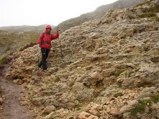 Abstieg vom Schlern im Regen