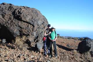 Mufflons vor einem Teide-Ei