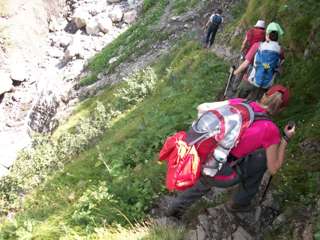 Abstieg in den Mutzentobel auf dem Weg zur Rappenseehütte