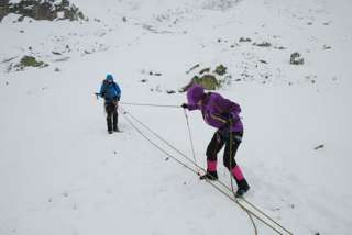 Spaltenbergung mit loser Rolle