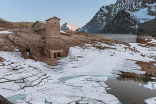 Turm am Bacino del Truzzo im Abendlicht