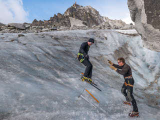 Gletscherparcours seitwärts gehen