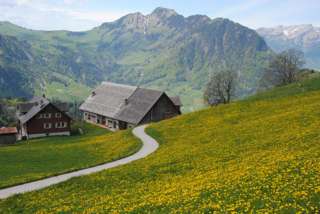 Niederrickenbach mit Stanserhorn im Hintergrund