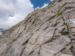 Schlüsselstelle des Abstiegs vom Uri Rotstock